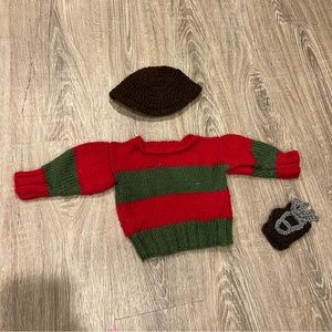 Kids Red and Green Striped Sweater Costume Set